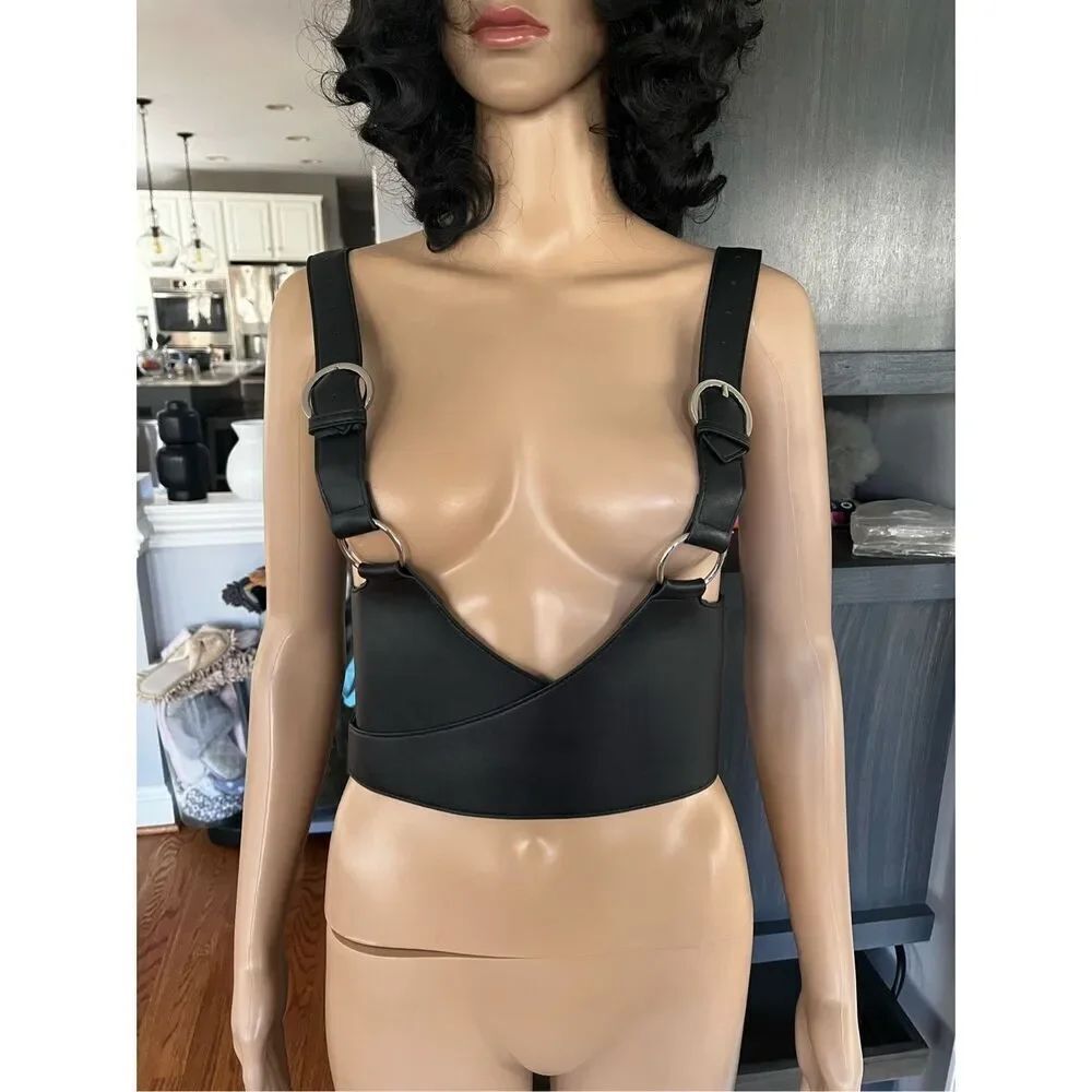 Black Faux Leather O Ring Wrap Harness Dark Academia Whymsigoth O/S NWOT
